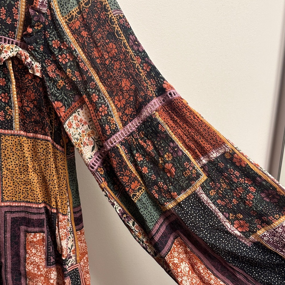 Olivaceous Multicolor Patchwork Blouse - image 3